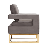 Stylish Velvet And Gold Steel Chair