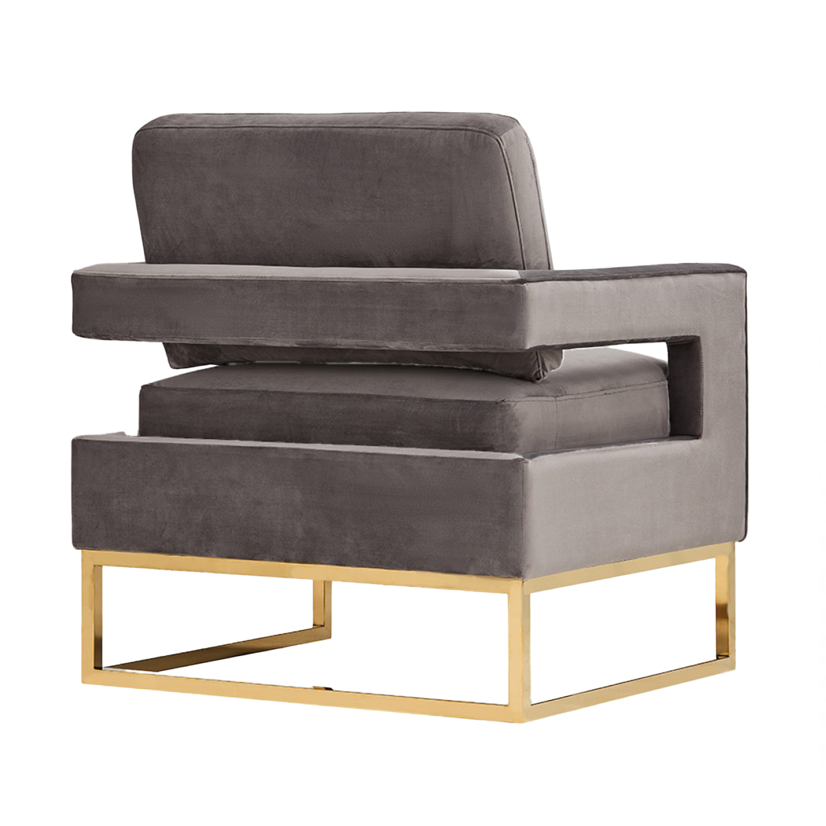 Stylish Velvet And Gold Steel Chair