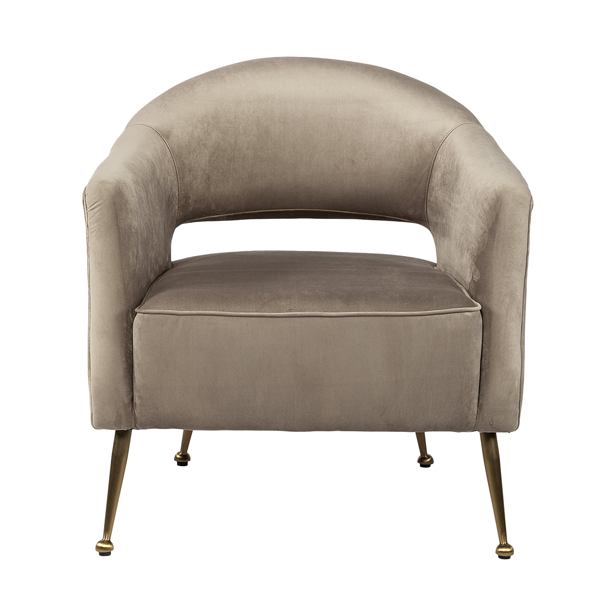 Taupe Velvet Wrap Brass Accent Chair