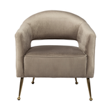 Taupe Velvet Wrap Brass Accent Chair