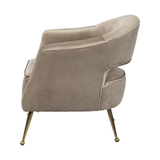 Taupe Velvet Wrap Brass Accent Chair