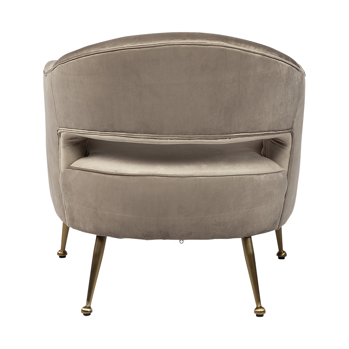 Taupe Velvet Wrap Brass Accent Chair