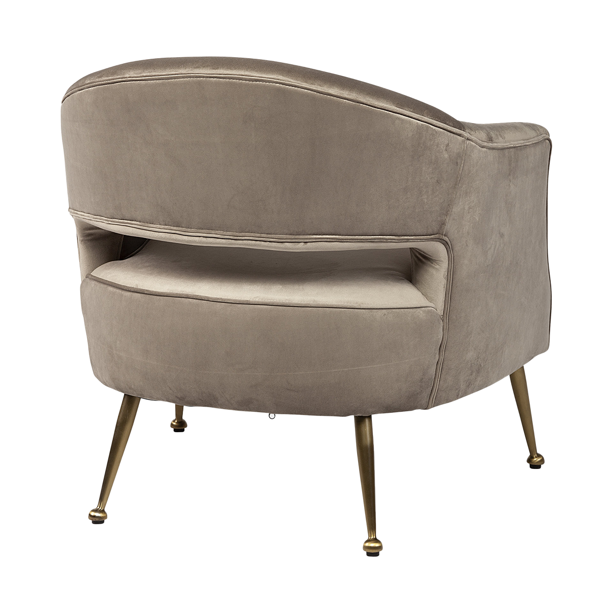 Taupe Velvet Wrap Brass Accent Chair