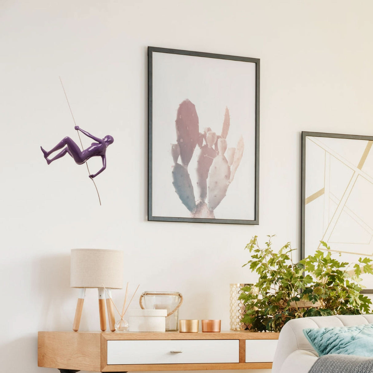 Wall Sculpture Climbing Woman 8"