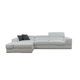 White Leather Wide Arm Sectional Sofa