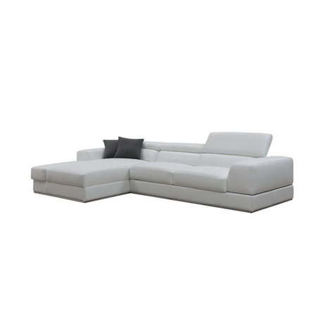 White Leather Wide Arm Sectional Sofa