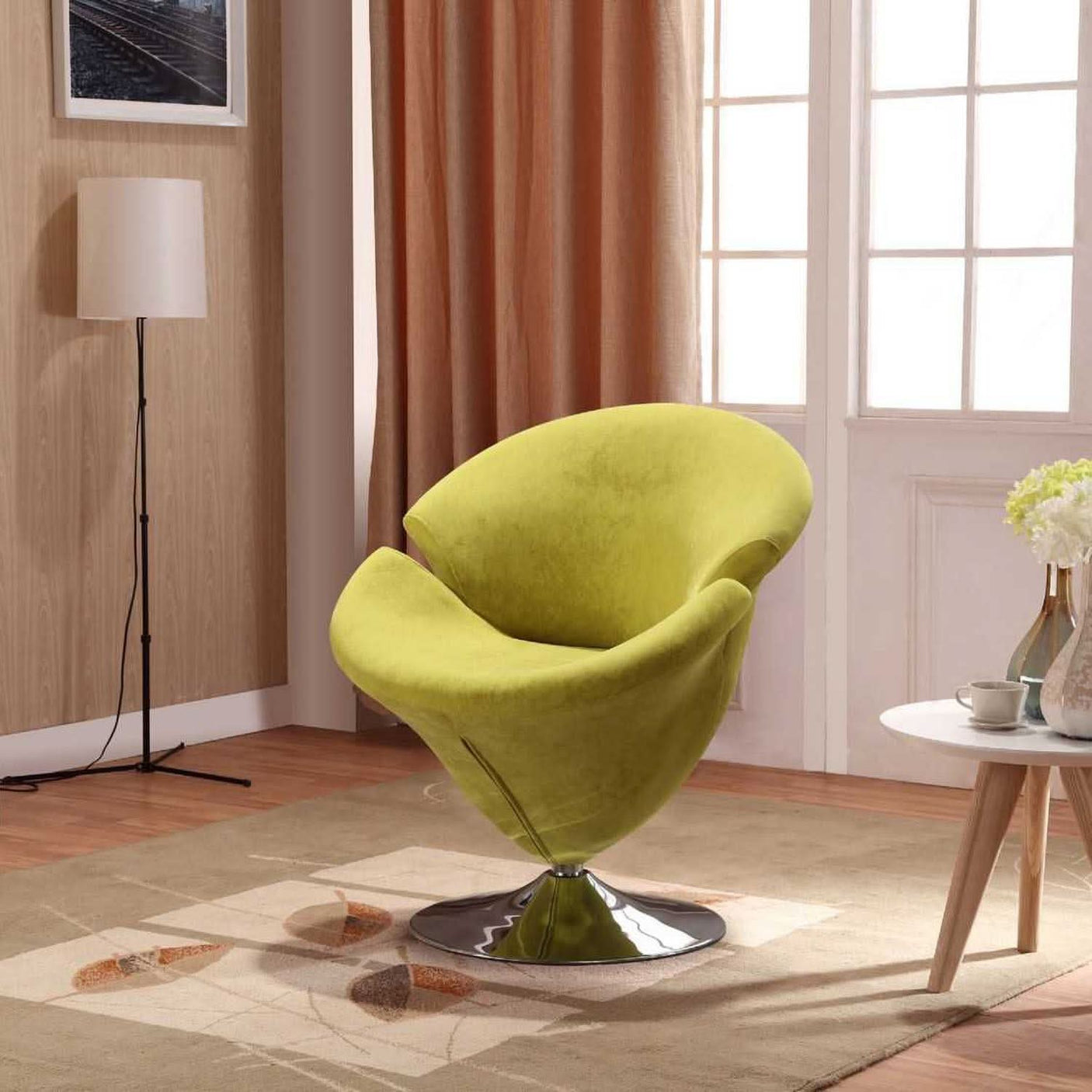 Tulip Polished Swivel Accent Chair