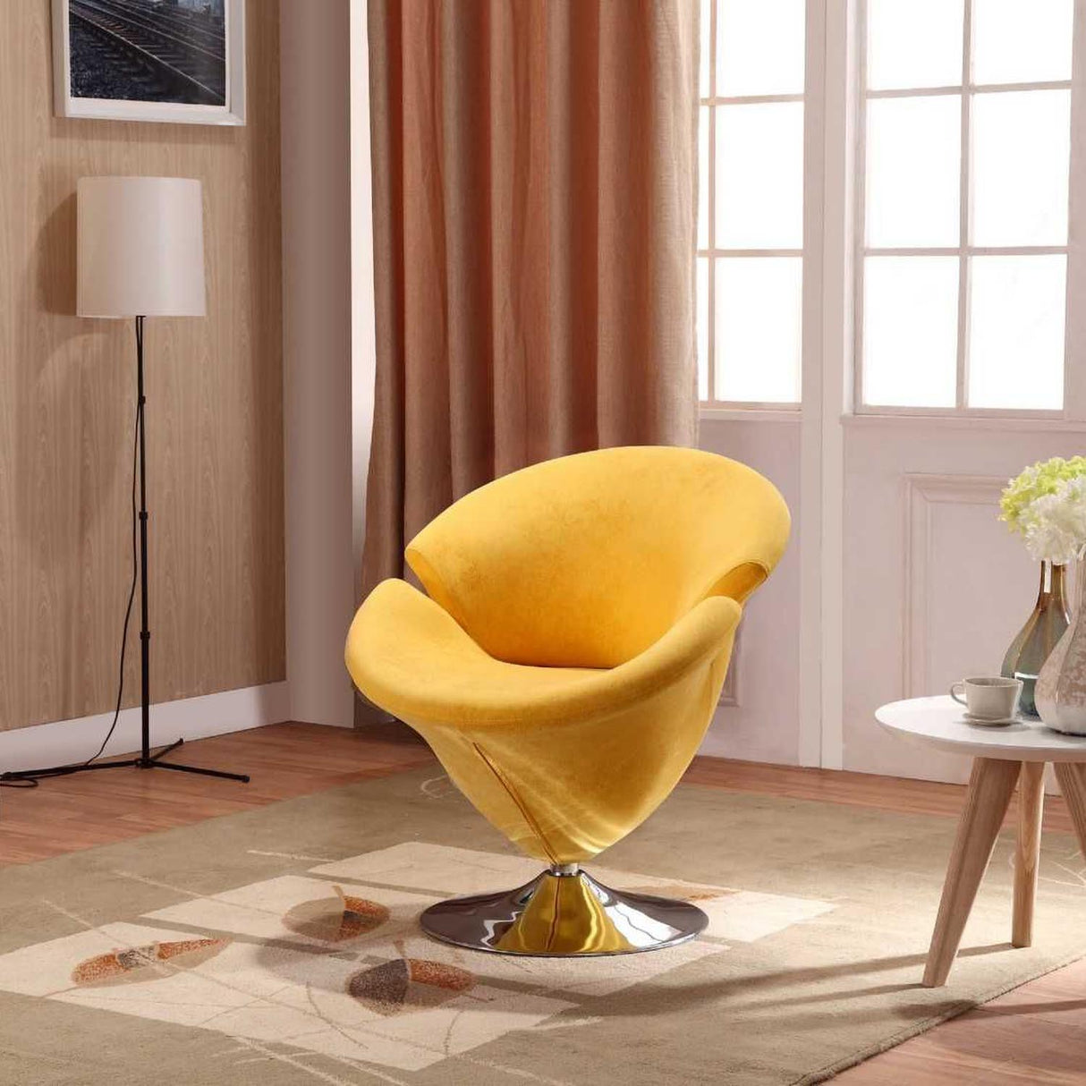 Tulip Polished Swivel Accent Chair