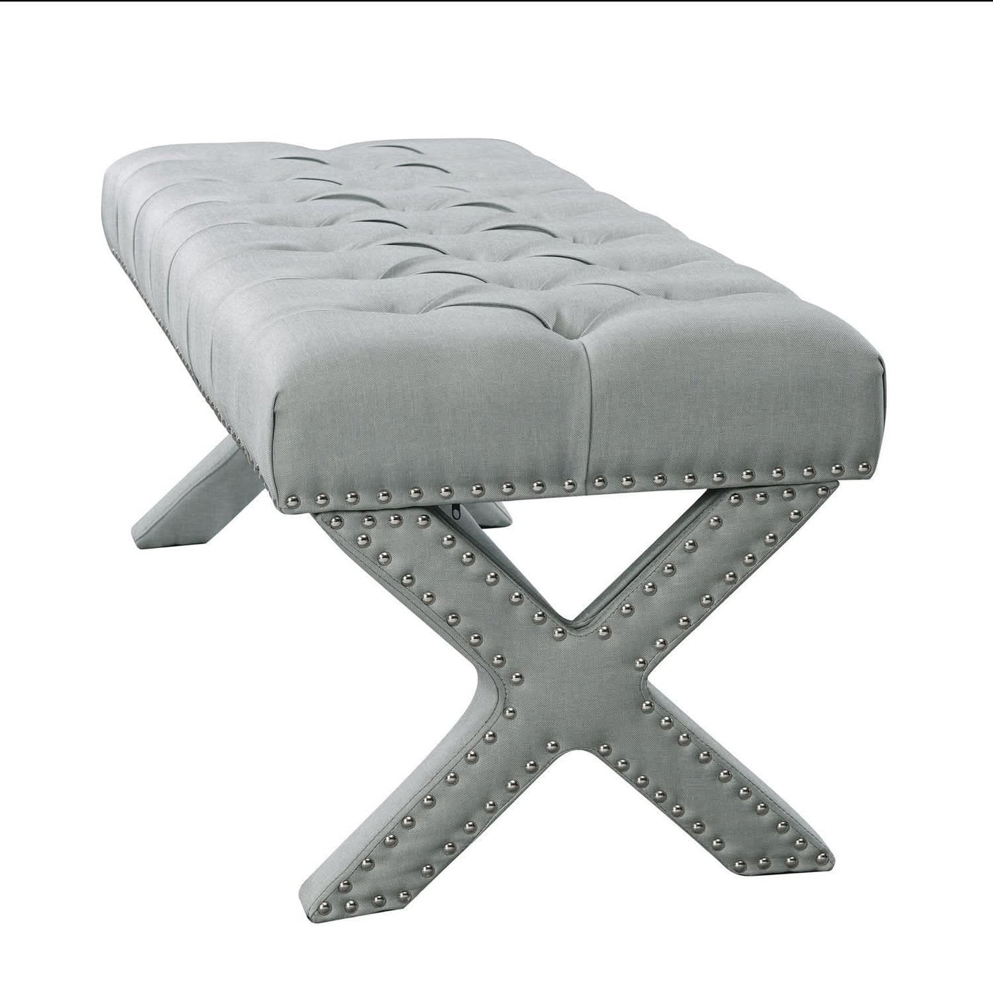 Louis Linen X-Leg Bench