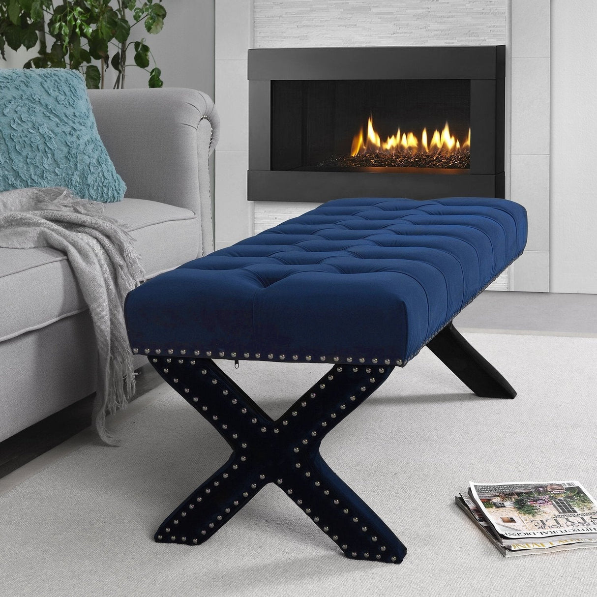 Louis Velvet X-Leg Bench