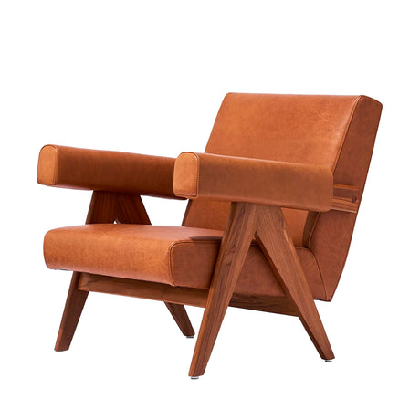 Débora Lounge Chair Walnut & Caramel Leather