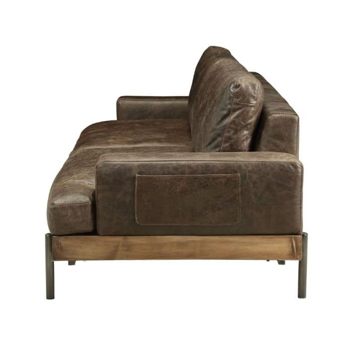 Distressed Chocolate Top Grain Leather Sofa