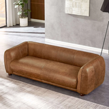 Ashcroft Marlon Luxury Italian Leather Sofa placed in a modern living room, highlighting its sleek design and comfort.