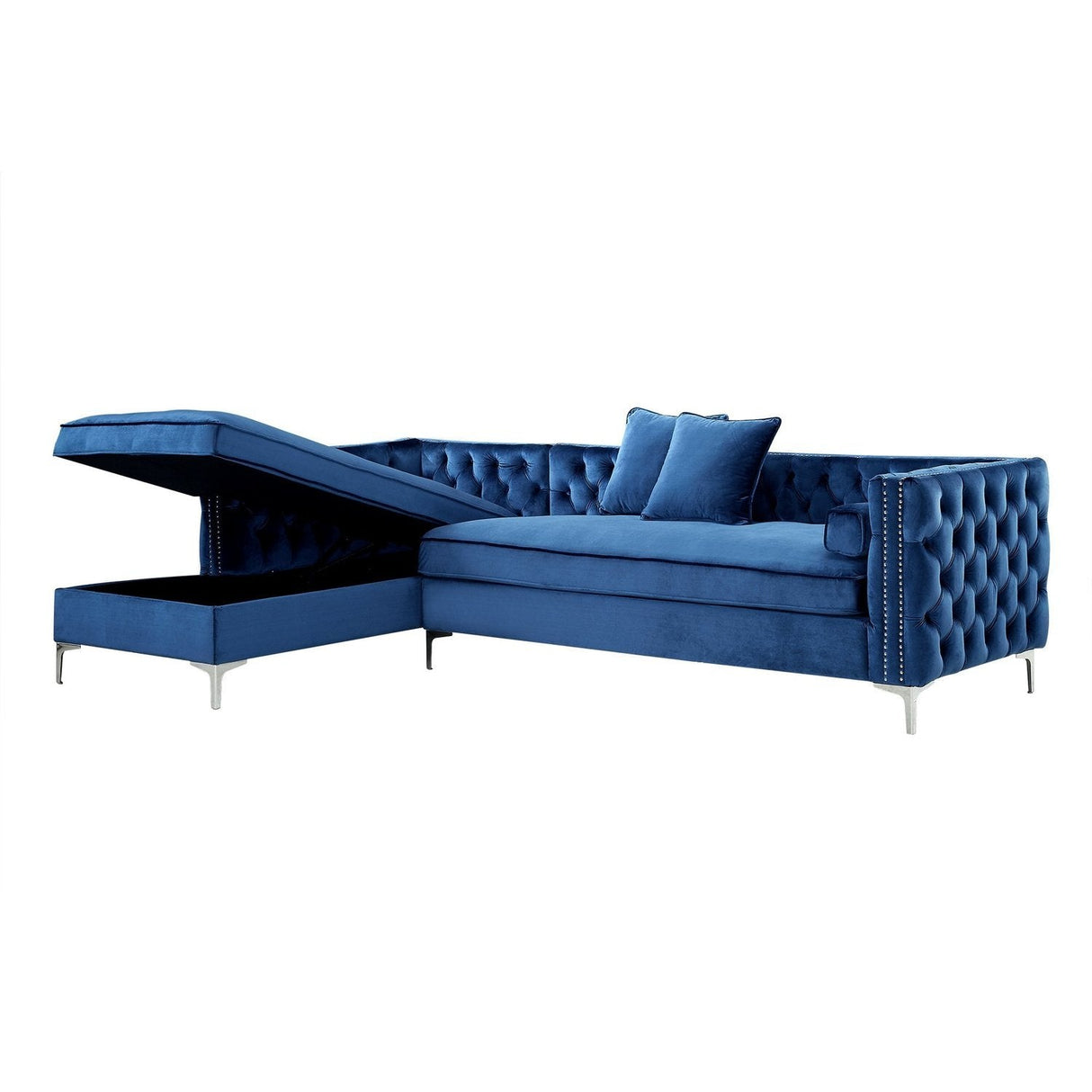 Giovanni Velvet Chaise Sectional Sofa with Storage