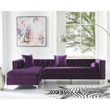 Giovanni Velvet Chaise Sectional Sofa with Storage