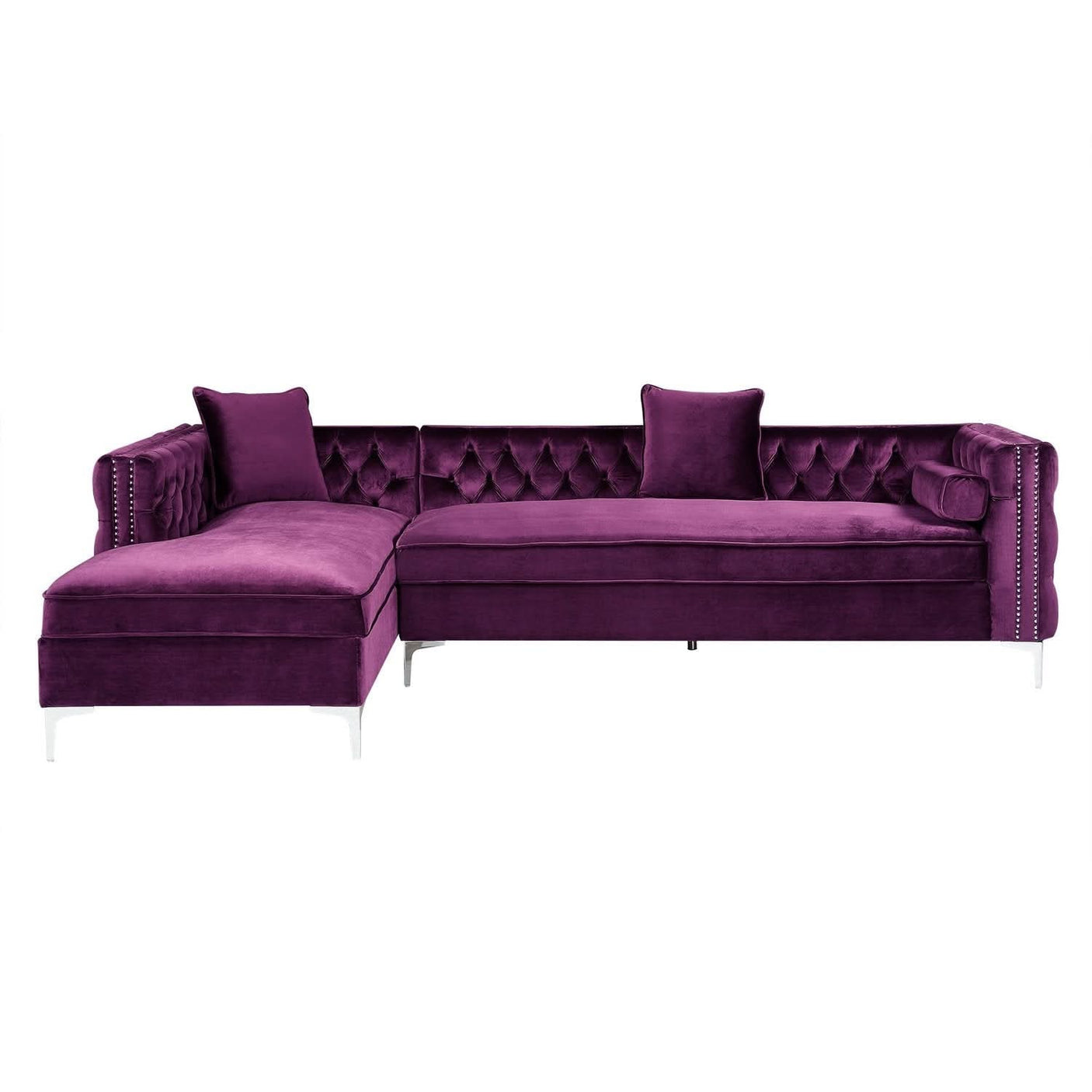 Giovanni Velvet Chaise Sectional Sofa with Storage