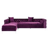 Giovanni Velvet Chaise Sectional Sofa with Storage