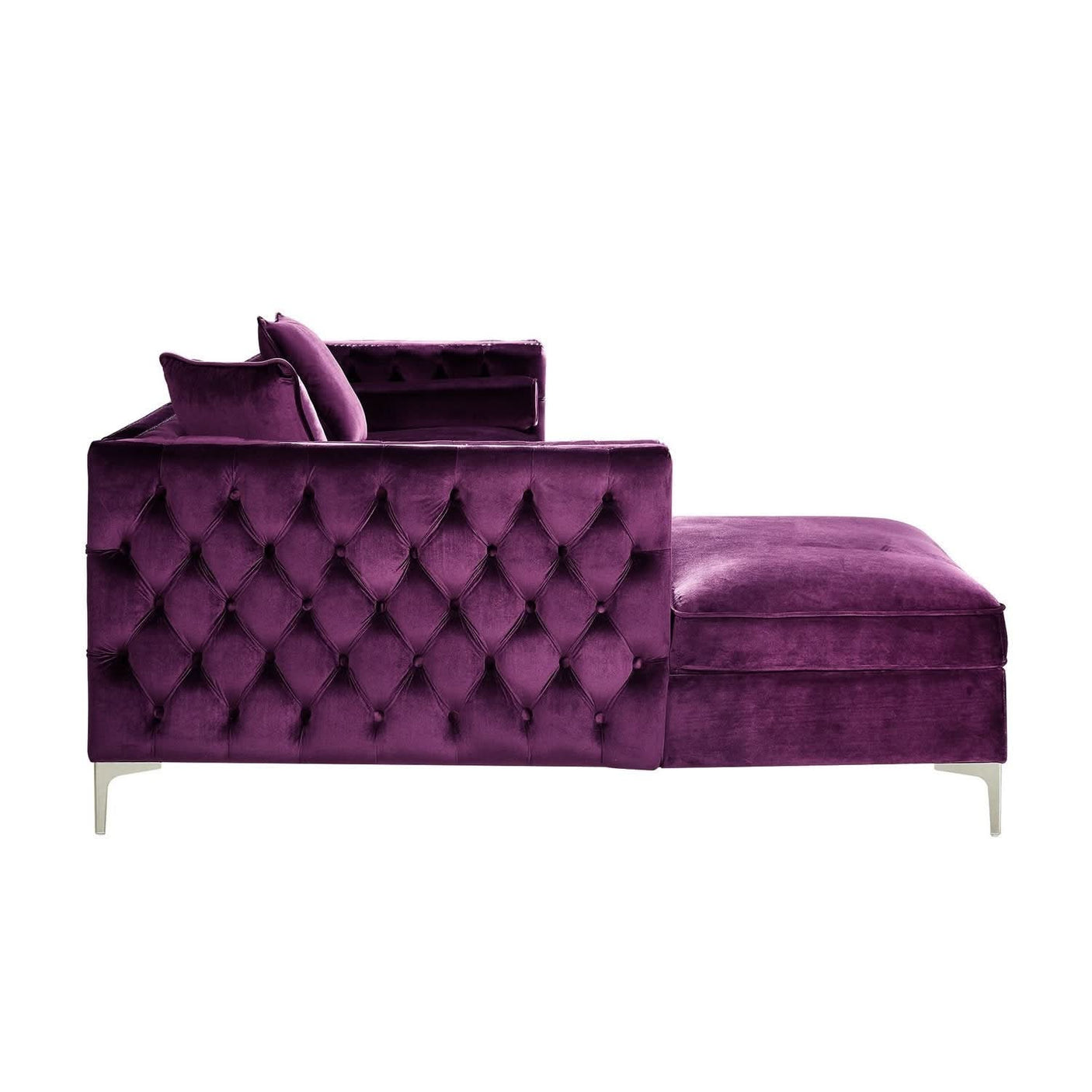 Giovanni Velvet Chaise Sectional Sofa with Storage