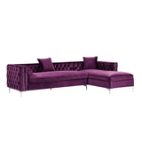 Giovanni Velvet Chaise Sectional Sofa with Storage