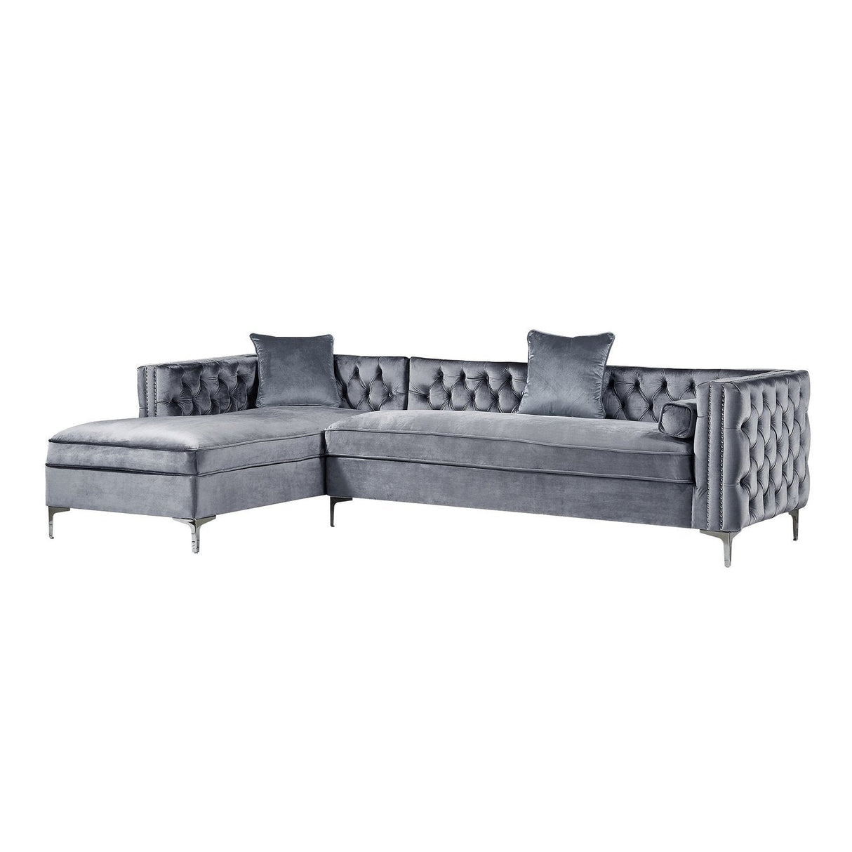 Giovanni Velvet Chaise Sectional Sofa with Storage