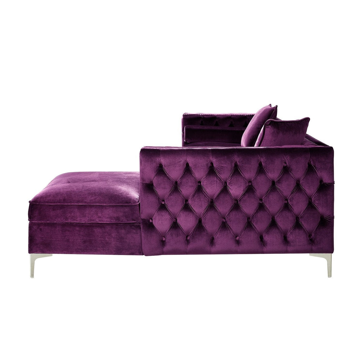 Giovanni Velvet Chaise Sectional Sofa with Storage