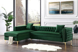 Giovanni Velvet Chaise Sectional Sofa with Storage