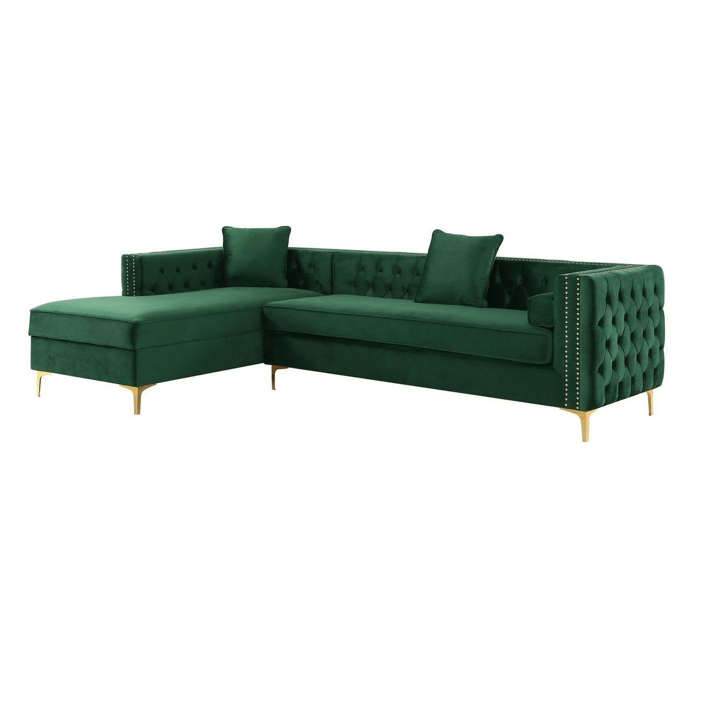 Giovanni Velvet Chaise Sectional Sofa with Storage