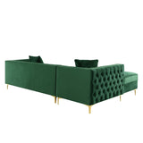 Giovanni Velvet Chaise Sectional Sofa with Storage