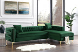 Giovanni Velvet Chaise Sectional Sofa with Storage