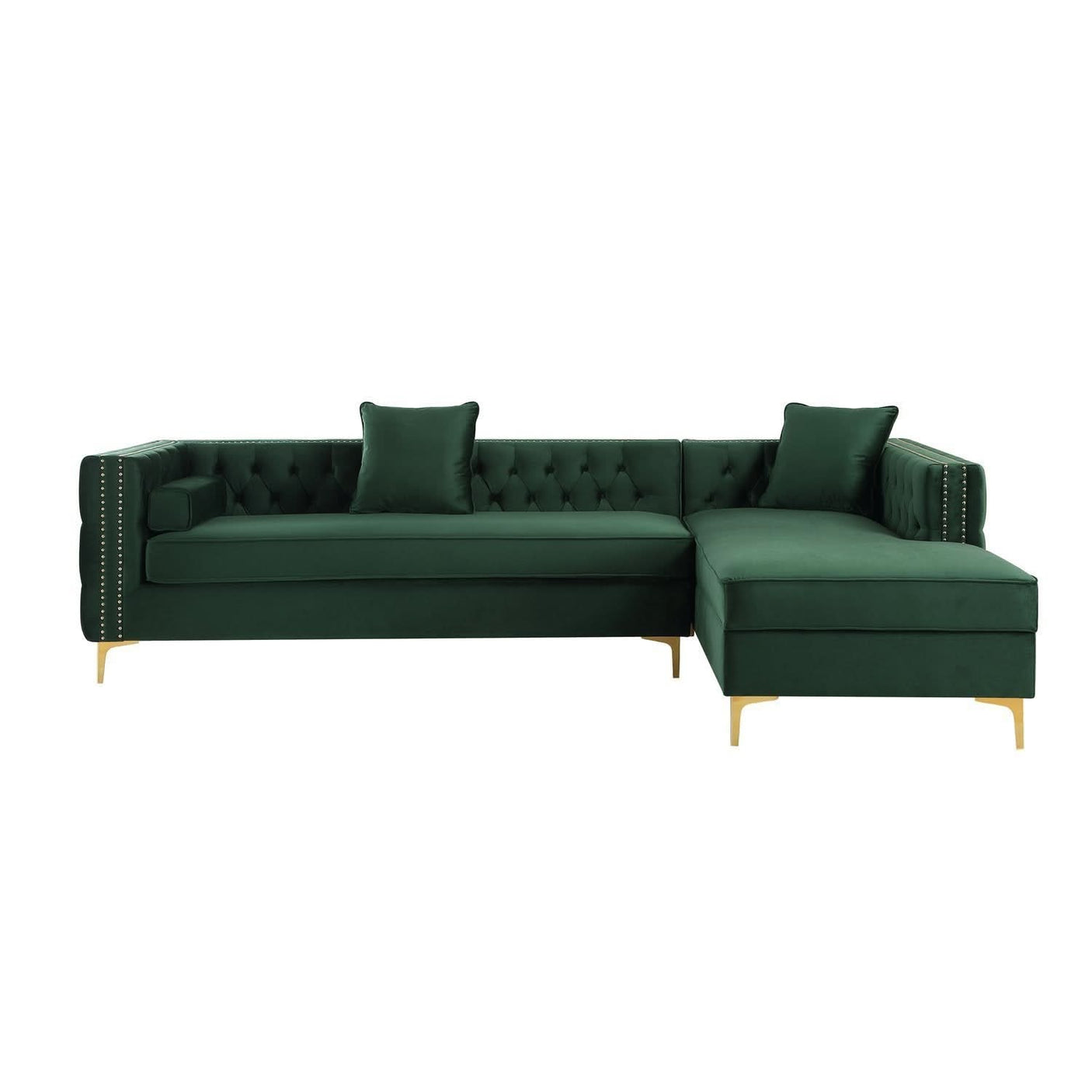 Giovanni Velvet Chaise Sectional Sofa with Storage