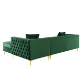 Giovanni Velvet Chaise Sectional Sofa with Storage