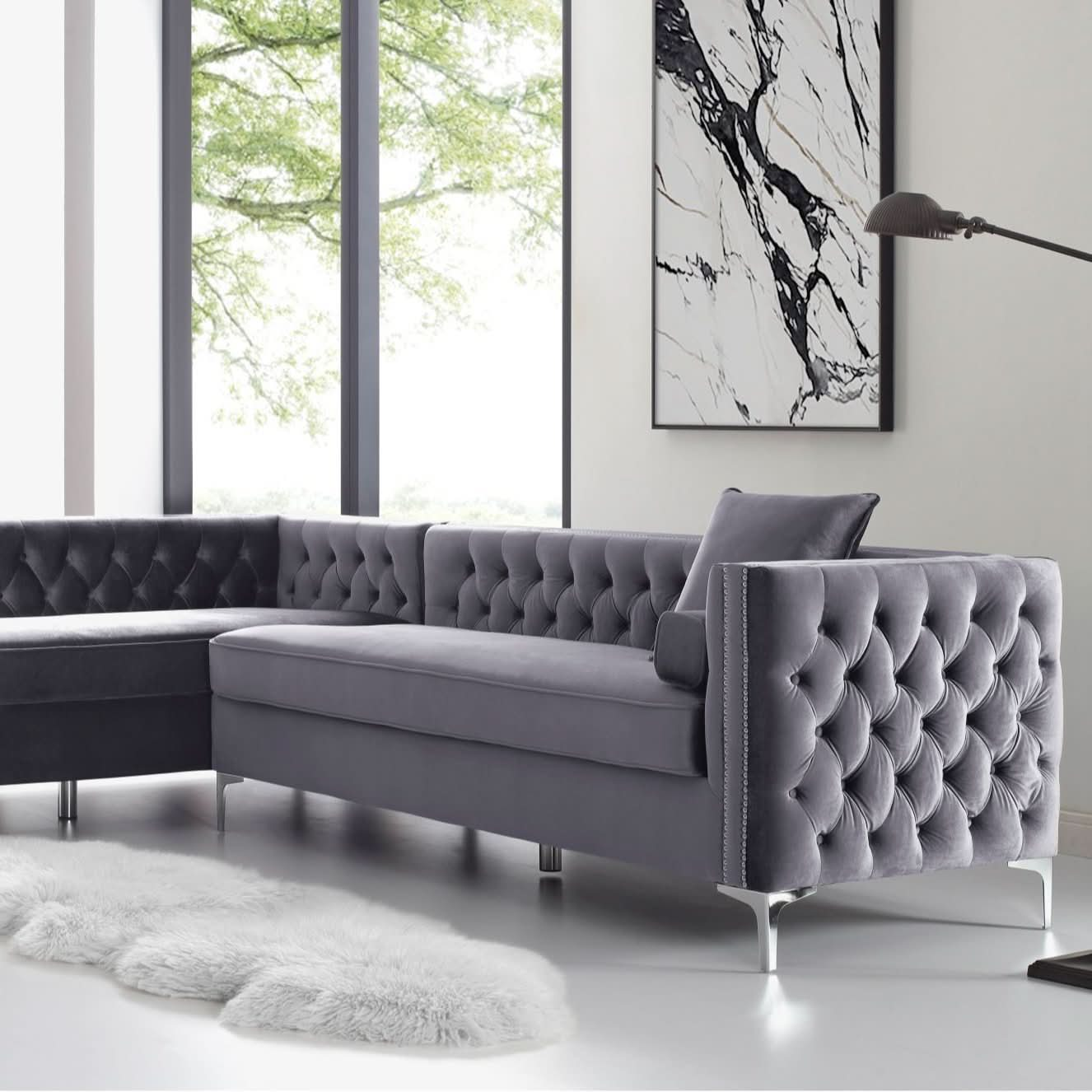 Giovanni Velvet Corner Sectional