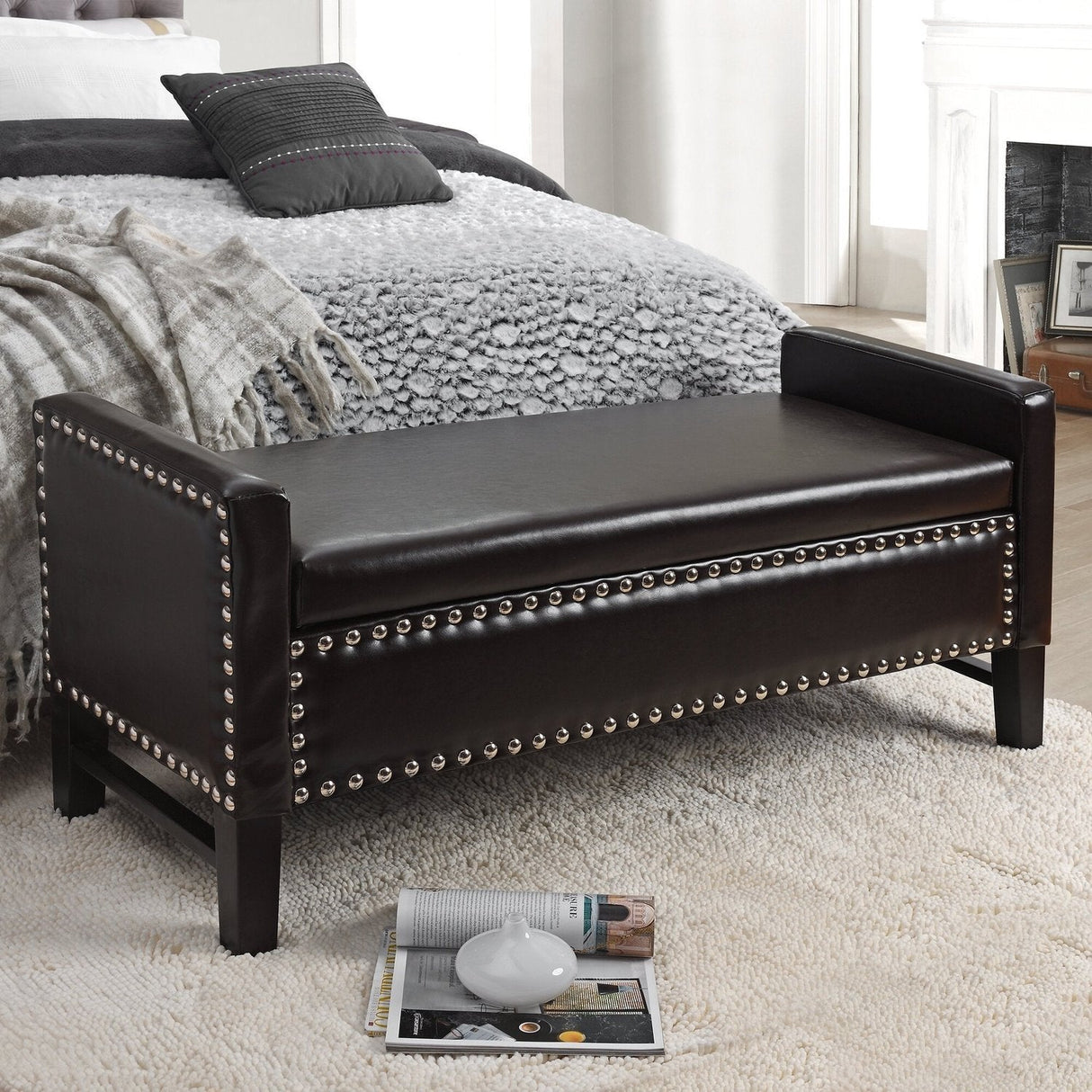 Columbus Leather Storage Bench