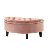 Jolie Half-Moon Velvet Storage Ottoman