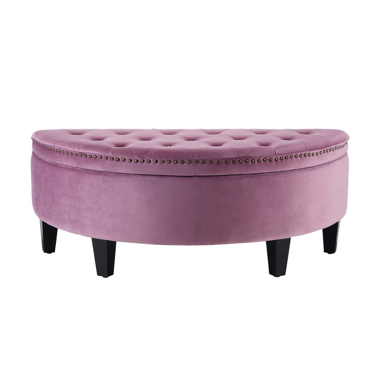 Jolie Half-Moon Velvet Storage Ottoman