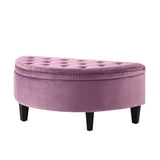 Jolie Half-Moon Velvet Storage Ottoman