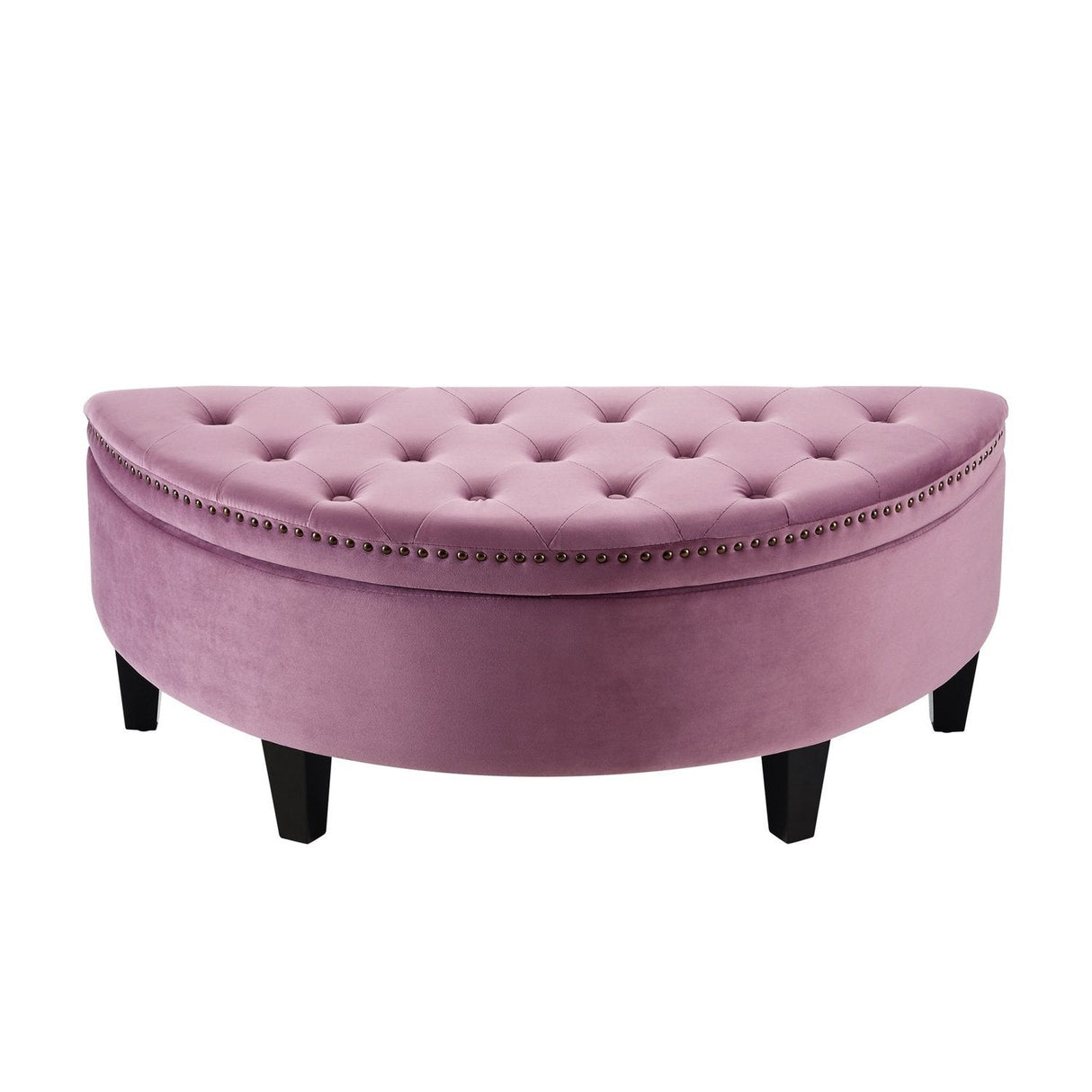 Jolie Half-Moon Velvet Storage Ottoman